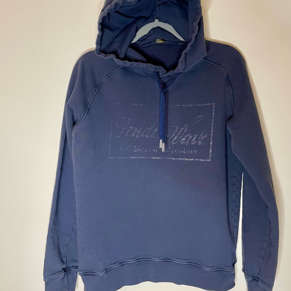 Fendi Blue Vintage Hoodie Women Medium - Picture 1 of 6